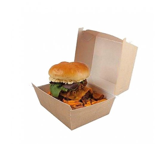 Papírová kraft krabička na burger 16x15x10cm (125ks) 3