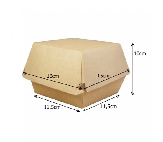 Papírová kraft krabička na burger 16x15x10cm (125ks) 2