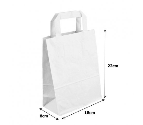 Papírová taška bílá - 18x8x22cm (50ks)