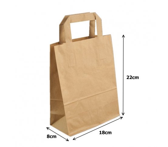 Papírová taška kraft recykl - 18x8x22cm (50ks)
