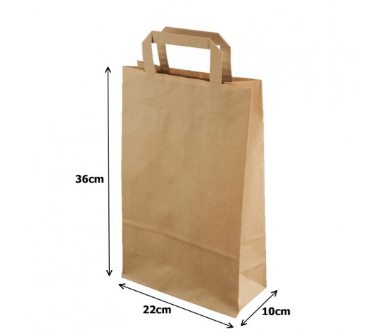 Papírová taška kraft recykl - 22x10x36cm (50ks)
