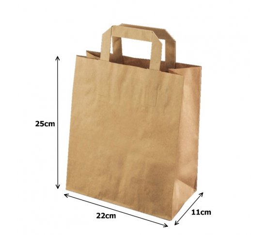 Papírová taška kraft recykl - 22x11x25cm (50ks)