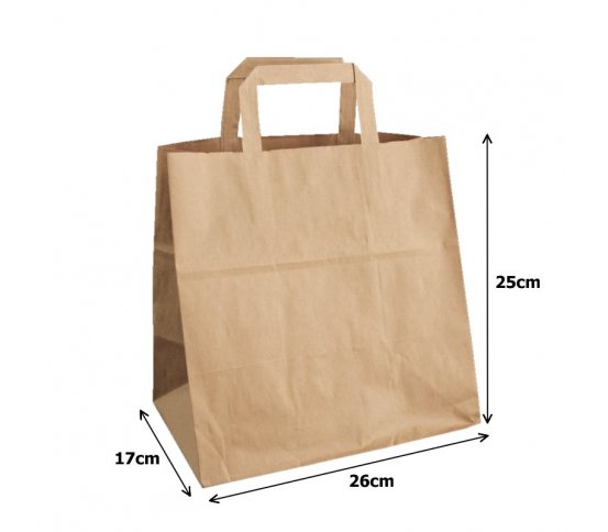Papírová taška kraft recykl. - 26x17x25cm (50ks)