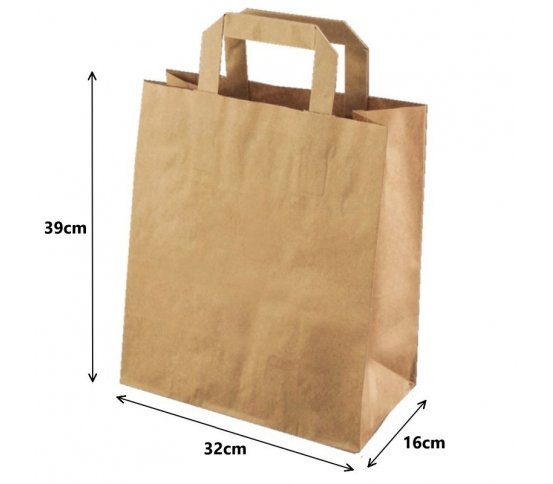 Papírová taška kraft recykl. - 32x16x39cm (250ks)