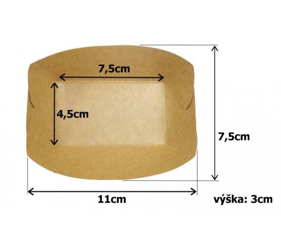 Papírový kraft tácek 11x7x3cm (125ks)