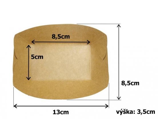 Papírový kraft tácek 13x8.5x3.5cm (125ks)