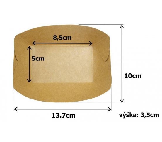 Papírový kraft tácek 13.7x10x3.5cm (250ks) 2
