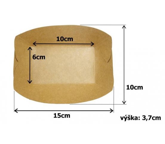 Papírový kraft tácek 15x10x3.5cm (125ks)