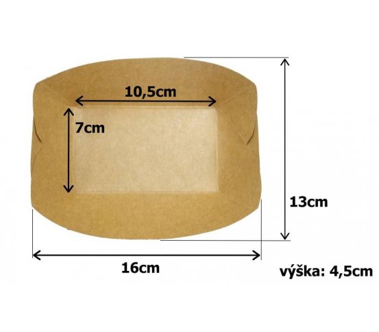 Papírový kraft tácek 16x13x4.5cm (125ks)
