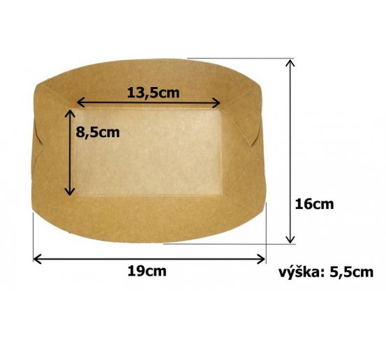 Papírový kraft tácek 19x16x5.5cm (125ks)