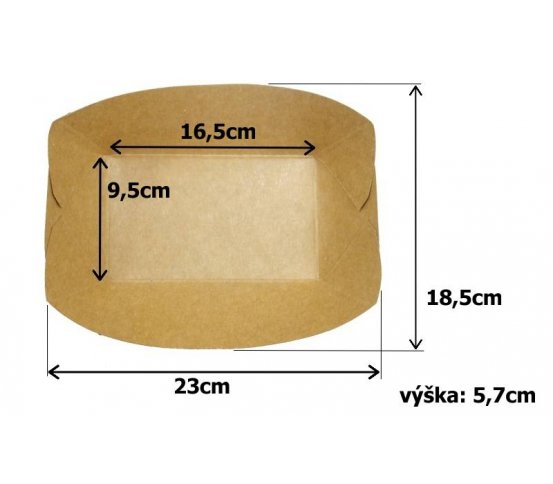 Papírový kraft tácek 23x19x6cm (125ks)