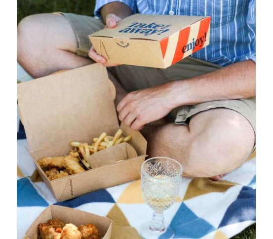 Jednorázový Papírový kraft box na jídlo 1900ml klasik (200ks)