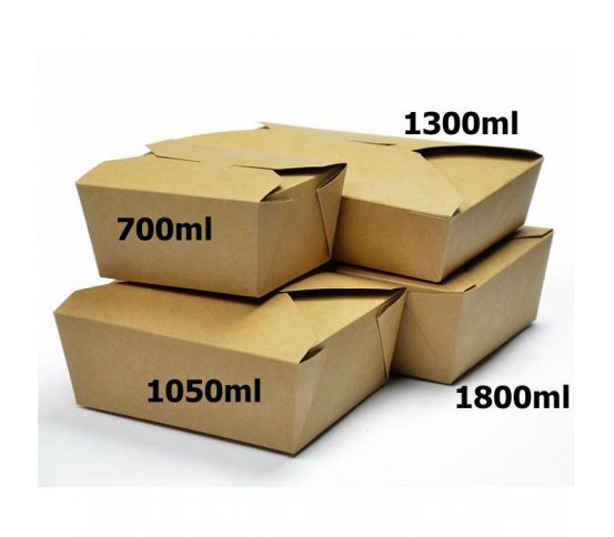 Papírový kraft box 1300ml - 15x12x6,5cm (300ks)