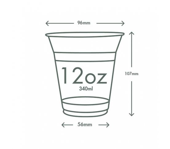 PLA Kelímek 340ml 96mm z bioplastu (50ks) Vegware