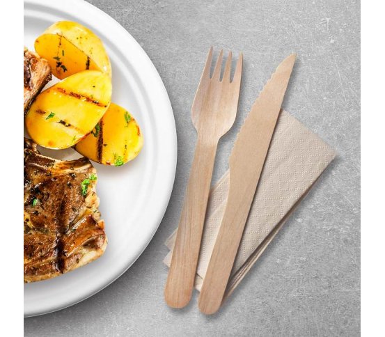 Příborový set dřevěný nůž-vidlička-ubrousek (60ks) wimex 2