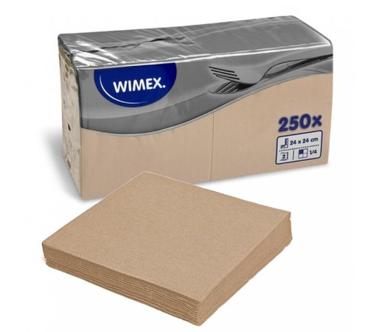 Přírodní hnědý ubrousek 24x24cm, 2vrstvý (250ks) wimex