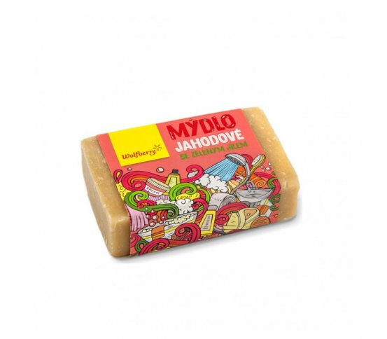 Přírodní mýdlo jahodové se zeleným jílem 90g Wolfberry