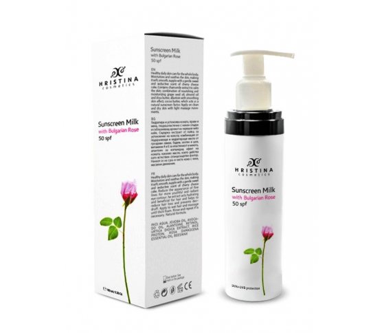 Přírodní opalovací mléko s bulharskou růží 50 SPF 100ml Hristina