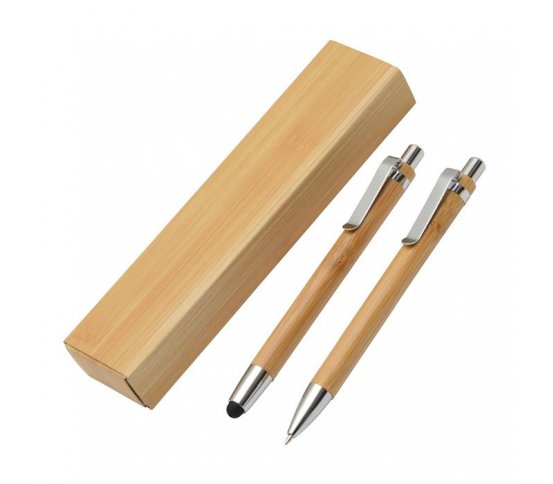 Psací sada z bambusového dřeva - pero se stylusem, mikrotužka