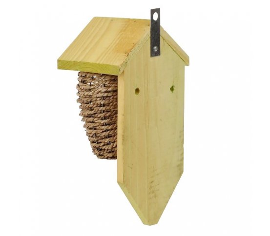 Ptačí budka z mořské trávy s dřevěnou stříškou Esschert Design 2