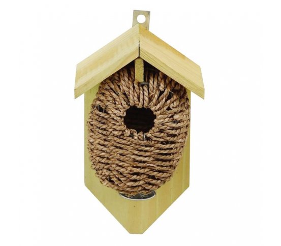 Ptačí budka z mořské trávy s dřevěnou stříškou Esschert Design 5