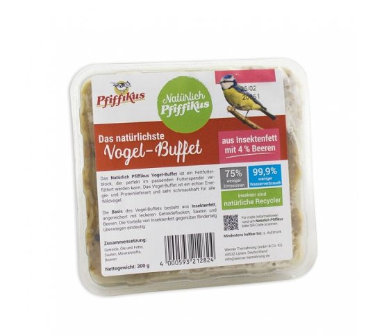 Ptačí koláč s hmyzím tukem a bobulemi 300g Pfiffikus