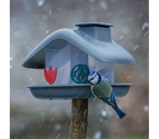 kvalitní plastové Ptačí krmítko Domek - antracit Plastia