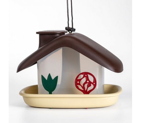 Ptačí krmítko Domek - hnědé Plastia