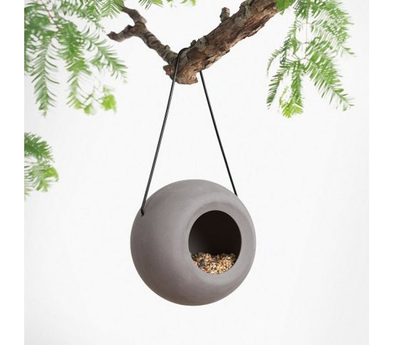 Ptačí keramické krmítko Lisa - Šedá barva