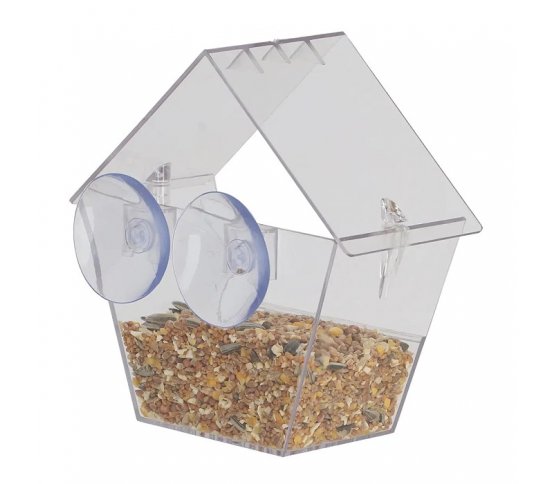 Ptačí krmítko na okno domek - transparentní Esschert Design 1