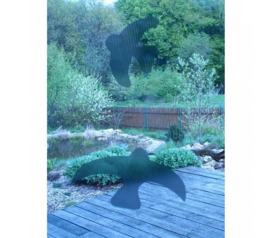 Ptačí siluety na sklo 9ks - modré s průhlednými pruhy