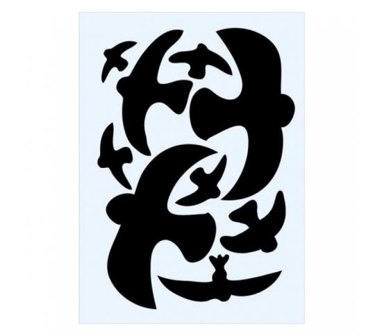 Ptačí siluety na sklo 9ks - černé