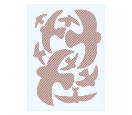 Ptačí siluety na sklo 9ks - hnědé s průhlednými pruhy