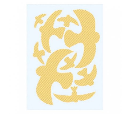 Ptačí siluety na sklo 9ks - oranžové  s průhlednými pruhy