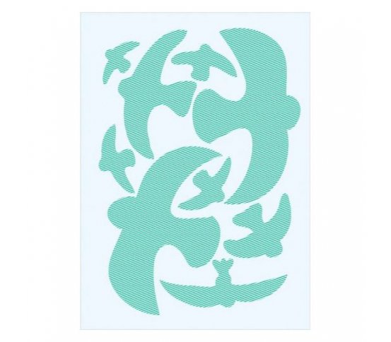 Ptačí siluety na sklo 9ks - zelené s průhlednými pruhy