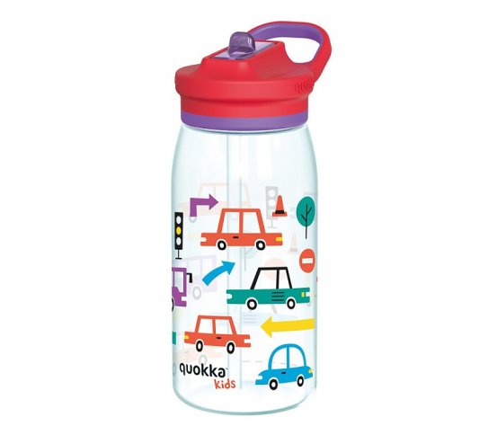 Quokka Dětská tritanová láhev s pítkem 580ml - auta