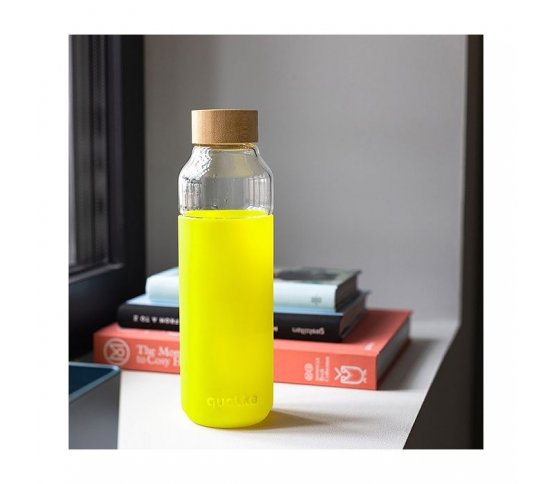 Quokka Skleněná láhev na vodu Flow 660ml - neongreen