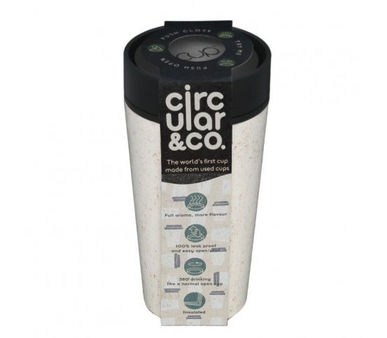 rCUP Kelímek 340ml - krémová, černá Circular cup 1