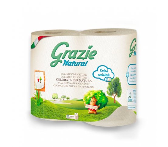 Recyklované kuchyňské utěrky 2-vrstvé, 2 role Grazie Natural