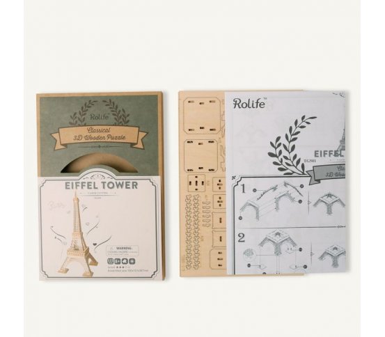 Dřevěné 3D puzzle s plánkem pro sestavení