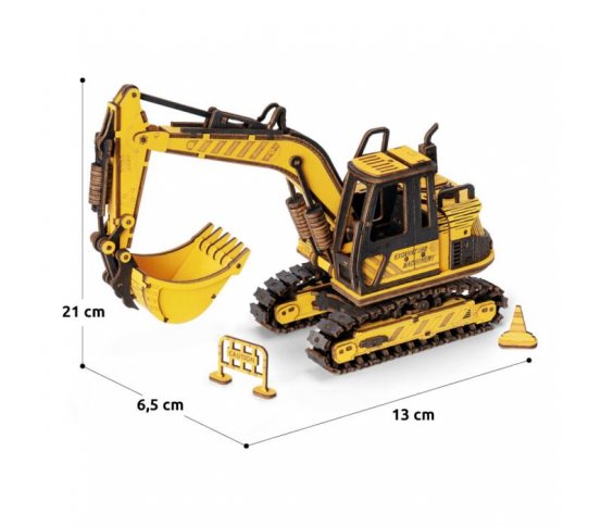 RoboTime Dřevěné 3D puzzle Bagr