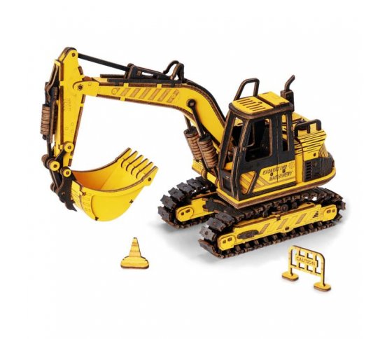 RoboTime Dřevěné 3D puzzle Bagr