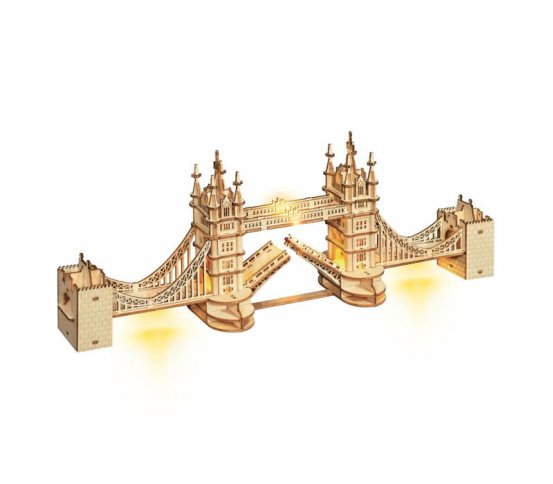 RoboTime Dřevěné 3D puzzle Tower Bridge svítící