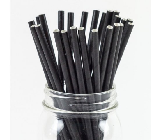 Papírová brčka 6mm x 20cm - černá (250ks)