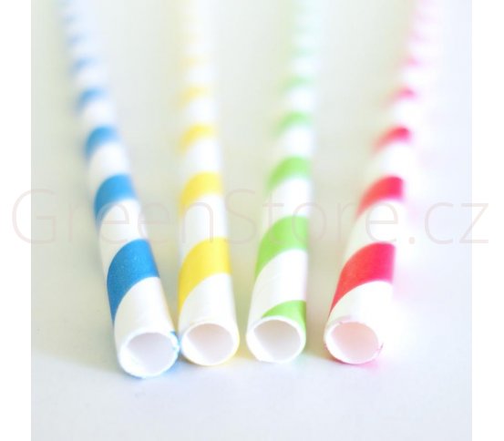 Papírová brčka ⌀6mm x 20cm - mix barev (250ks)