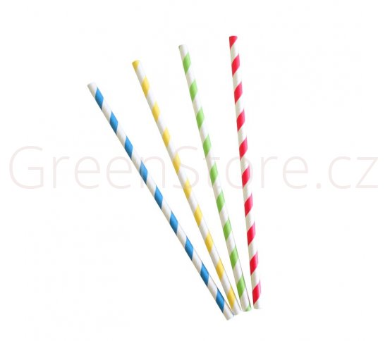 Papírová brčka ⌀6mm x 20cm - mix barev (250ks)