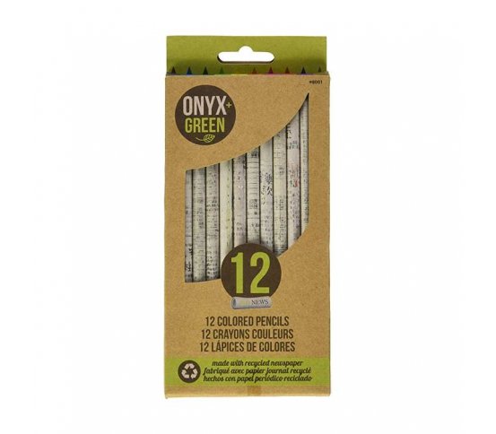 Sada 12 pastelek z recyklovaných novin Onyx Green