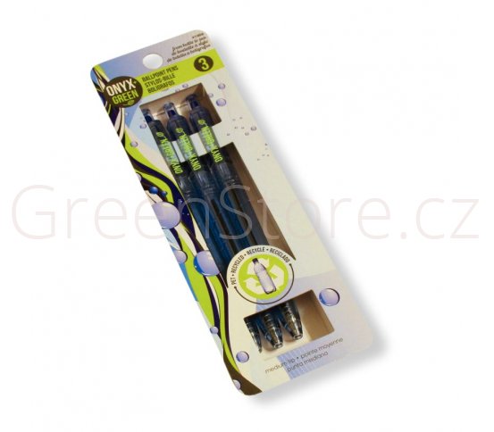 Sada 3 propisek z recyklovaného plastu - modrá náplň Onyx Green