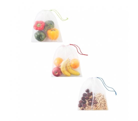 Sada 3 sáčků z RPET materiálu 30x25cm na ovoce a zeleninu