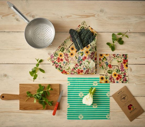 Sada 3ks voskovaných ubrousků Floral The Beeswax Wrap